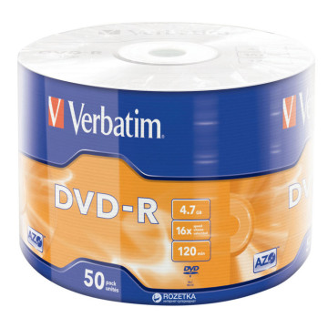 Диск Verbatim DVD-R 4,7Gb 16x Spindle Wrap 50 pcs