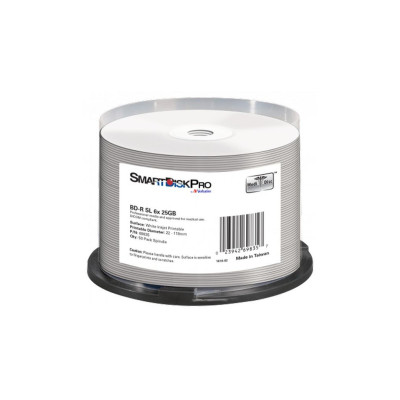BD-R (Blu-Ray) SmartDisk PRO 25GB 6X Printable Cake 50
